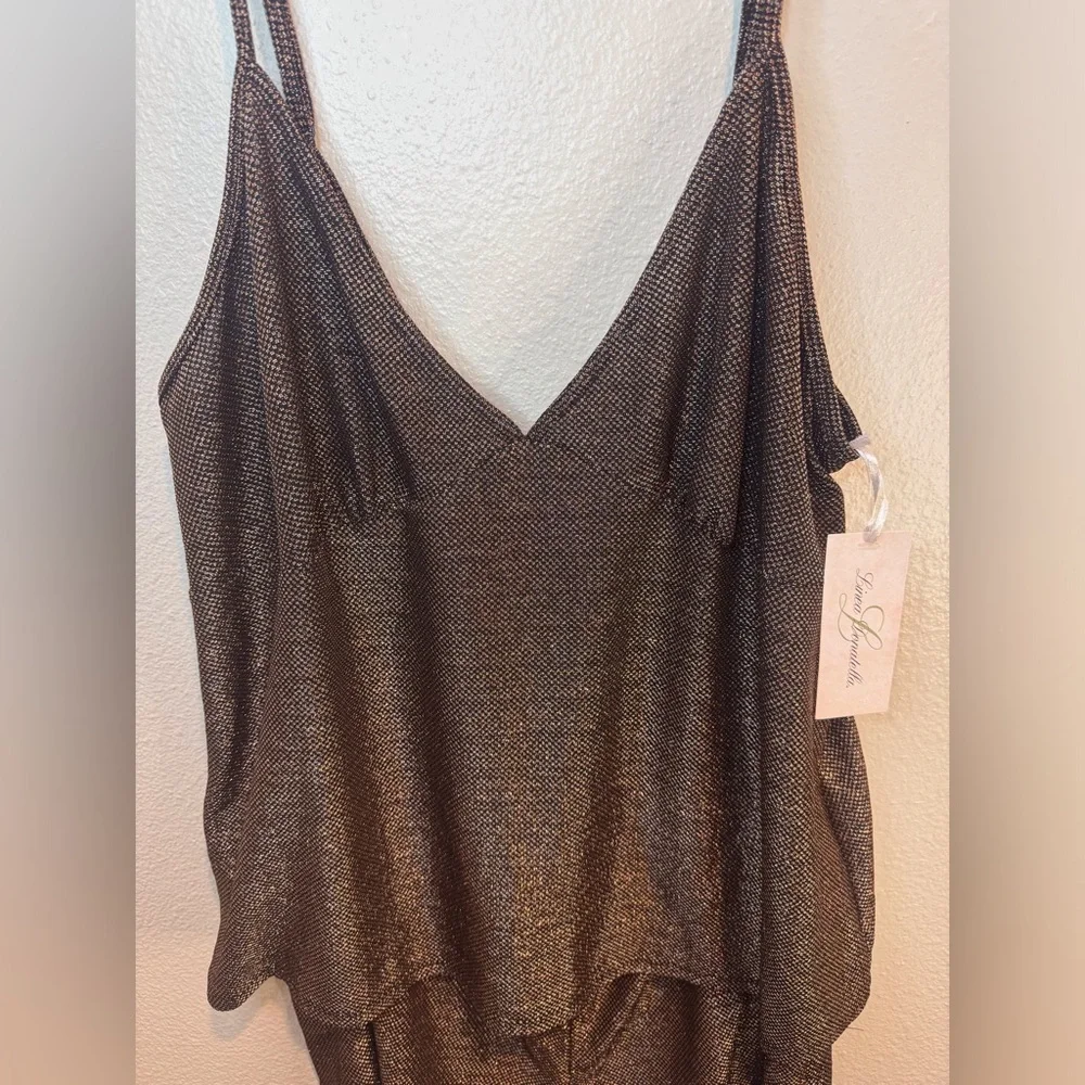 Linea Donatella NWT‎ Women’s Metallic Copper Black Pajama Set Size XL